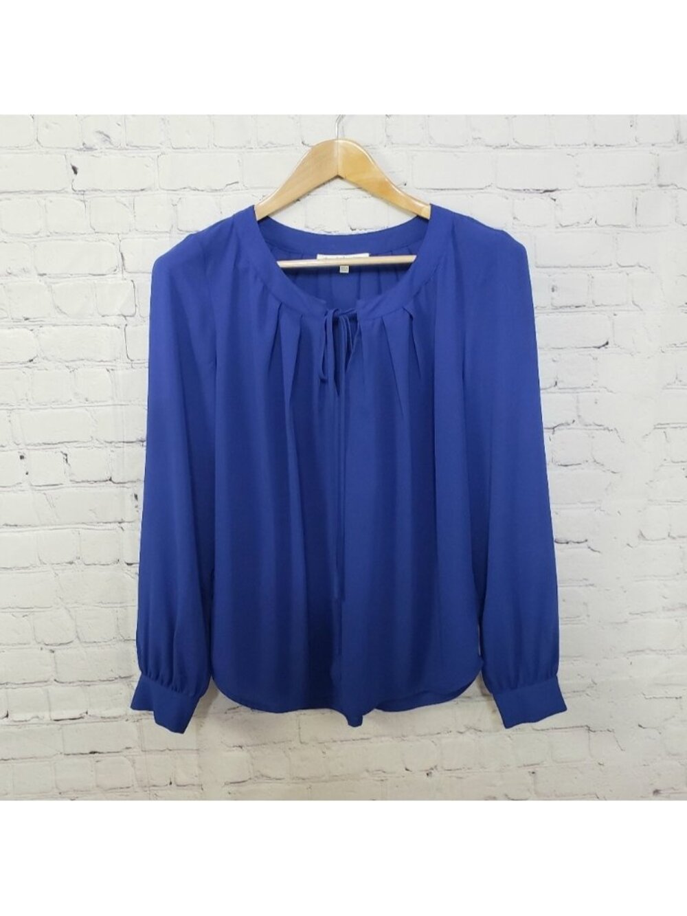 Daniel Rainn Flowy Blue Peasant Blouse Boho Bohemian Summer Sheer Casual Office